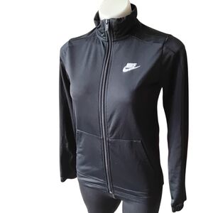 Nike Women’s Black Full-Zip Bomber Jacket with White Logo